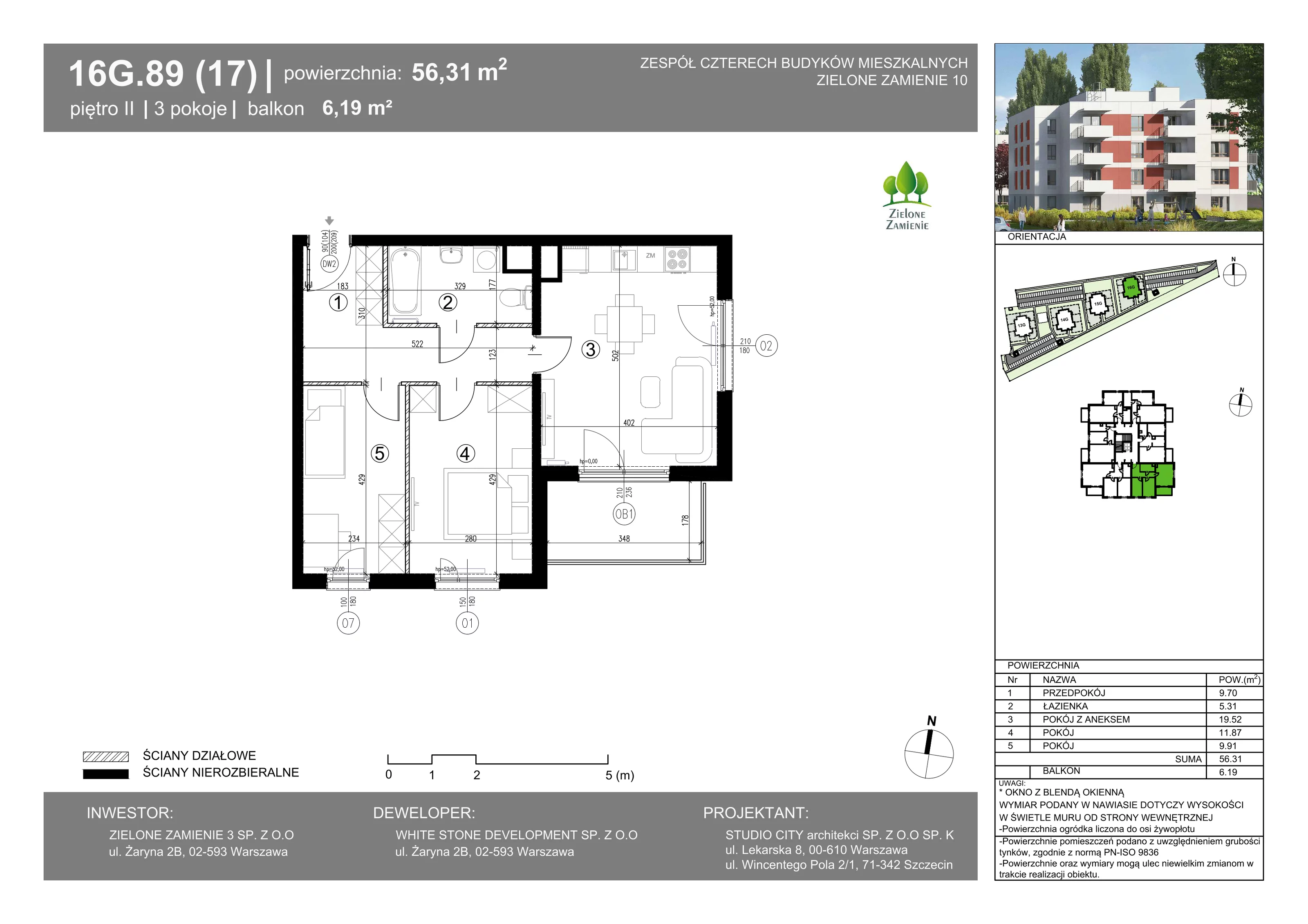 3 pokoje, mieszkanie 56,31 m², piętro 2, oferta nr 16G.89, Zielone Zamienie X, Zamienie, ul. Czekoladowa / Herbaciana