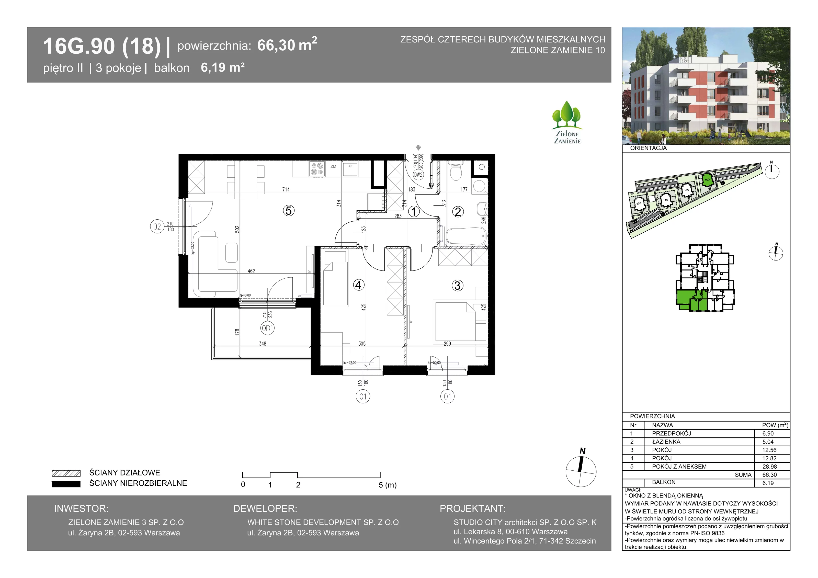 3 pokoje, mieszkanie 66,30 m², piętro 2, oferta nr 16G.90, Zielone Zamienie X, Zamienie, ul. Czekoladowa / Herbaciana