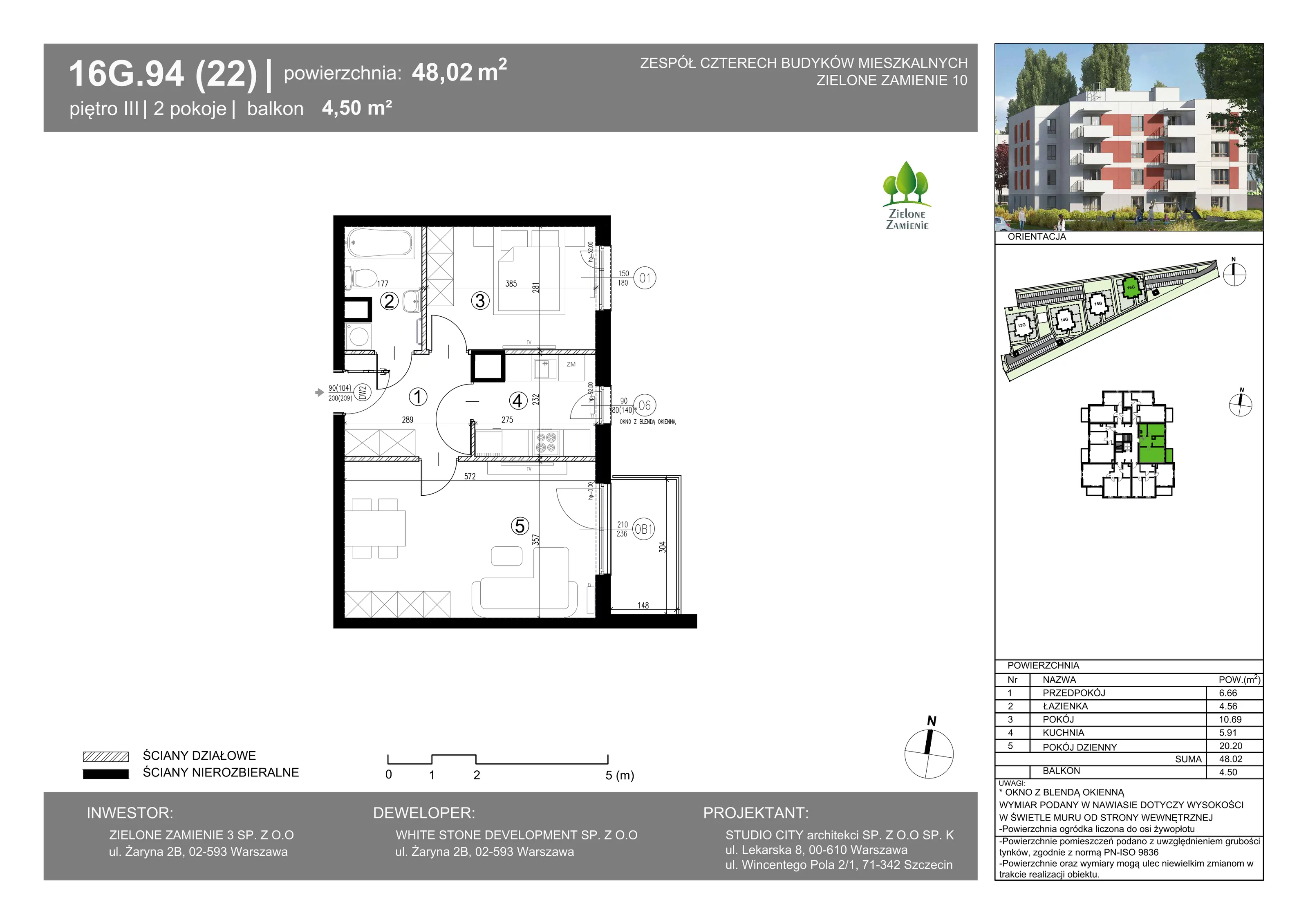 2 pokoje, mieszkanie 48,02 m², piętro 3, oferta nr 16G.94, Zielone Zamienie X, Zamienie, ul. Czekoladowa / Herbaciana