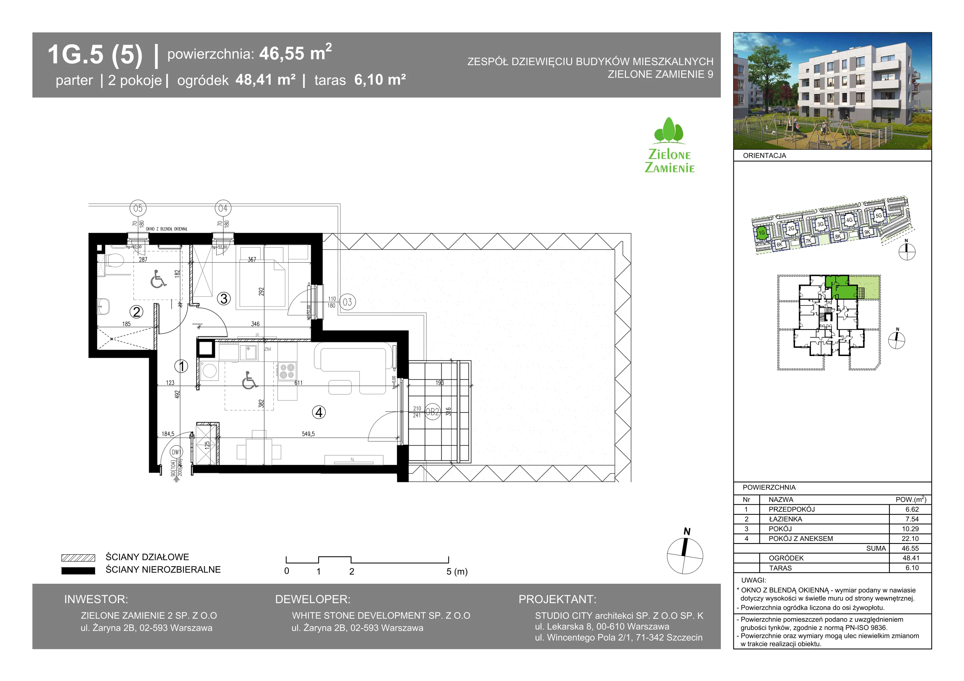 2 pokoje, mieszkanie 46,54 m², parter, oferta nr 5, Zielone Zamienie IX, Zamienie, ul. Czekoladowa