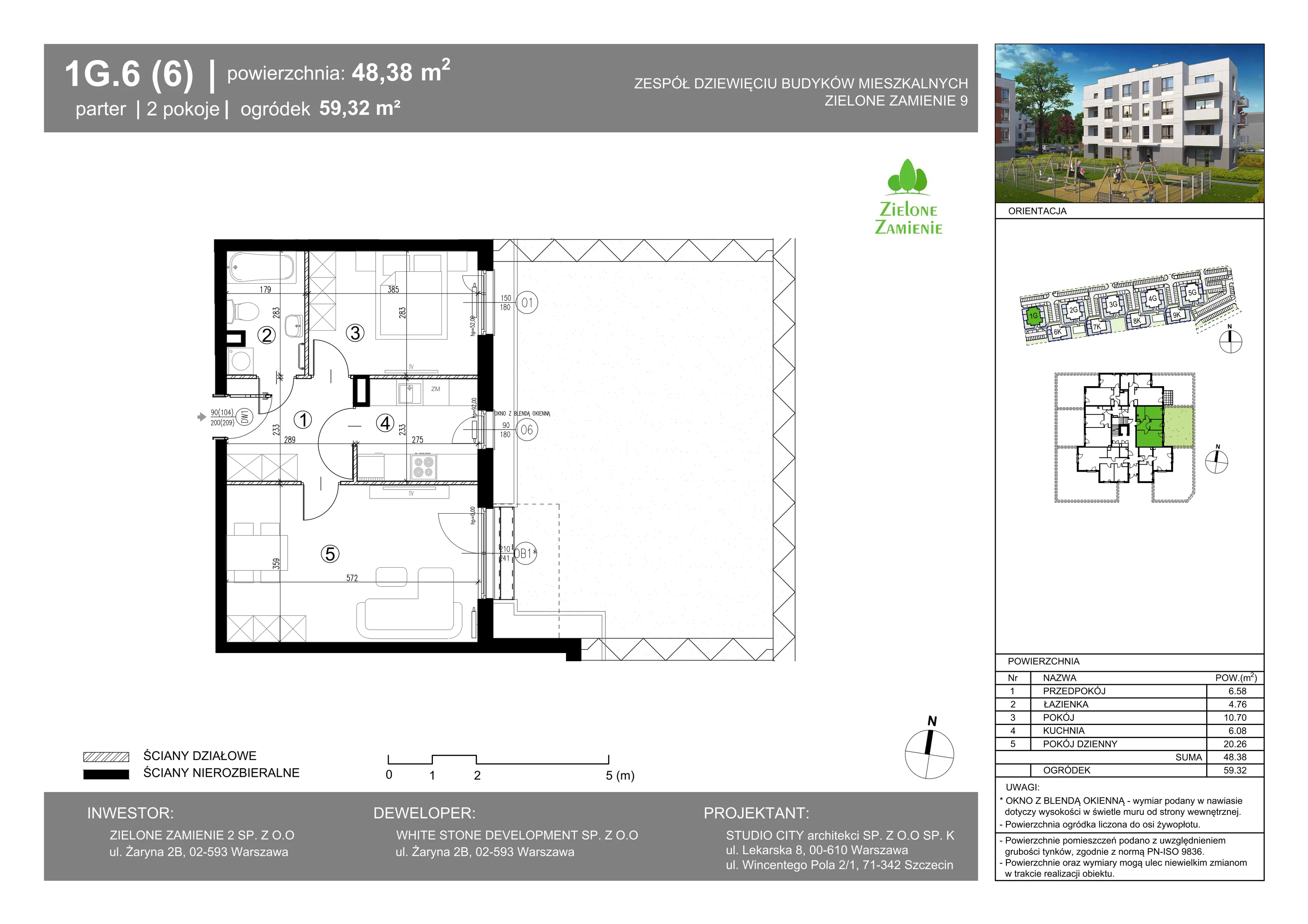 2 pokoje, mieszkanie 48,38 m², parter, oferta nr 6, Zielone Zamienie IX, Zamienie, ul. Czekoladowa