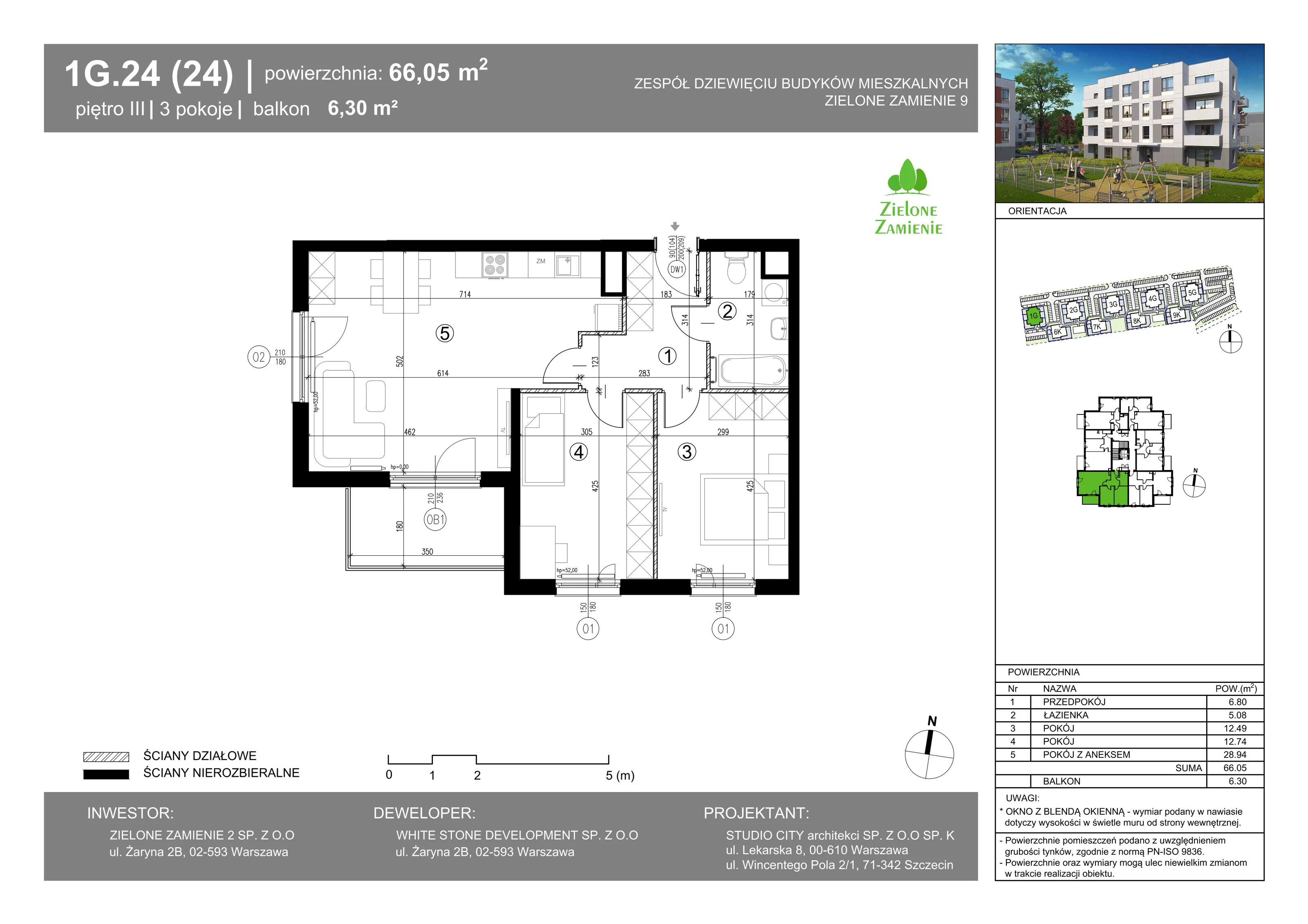 3 pokoje, mieszkanie 66,05 m², piętro 3, oferta nr 24, Zielone Zamienie IX, Zamienie, ul. Czekoladowa