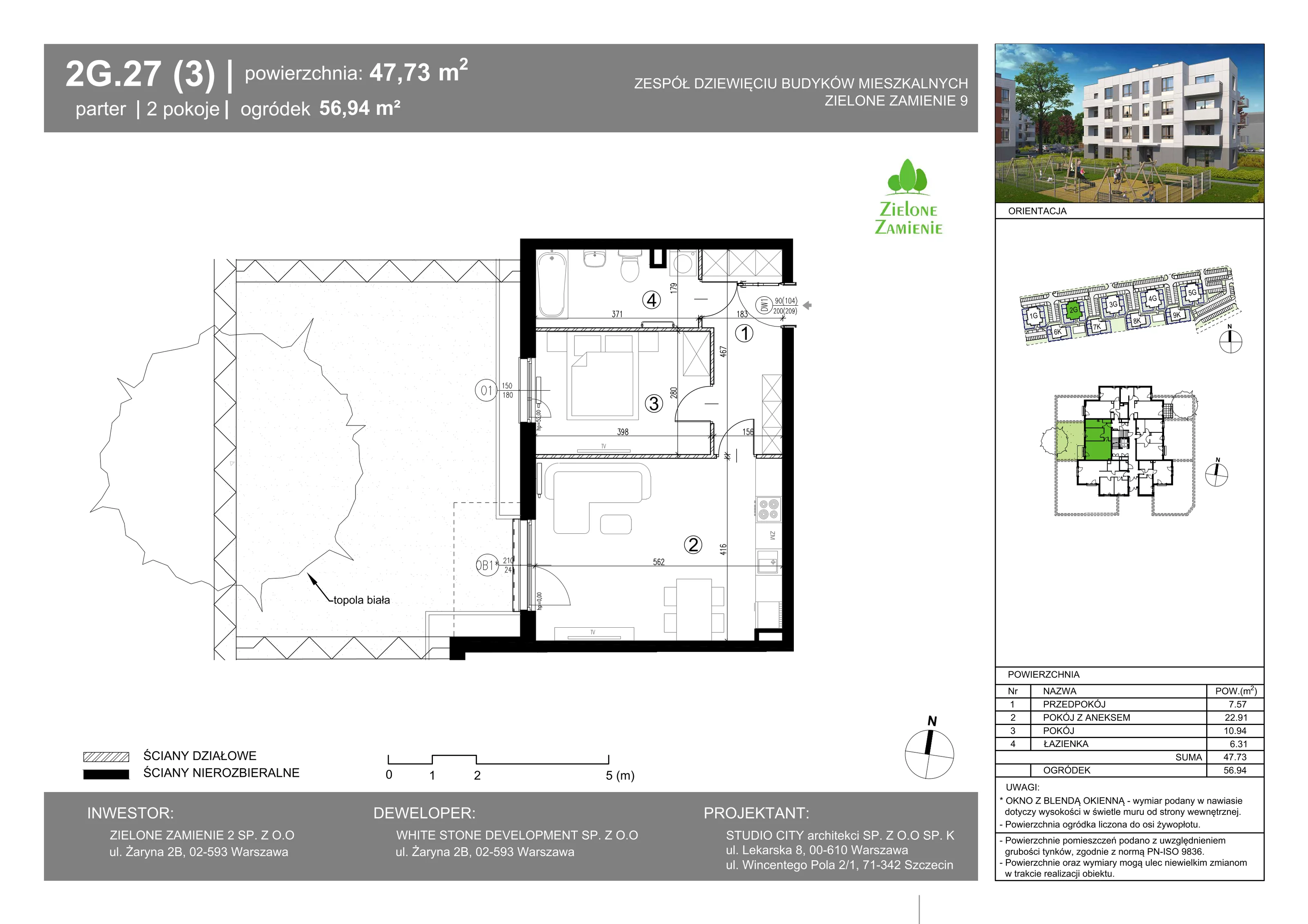 2 pokoje, mieszkanie 47,73 m², parter, oferta nr 27, Zielone Zamienie IX, Zamienie, ul. Czekoladowa