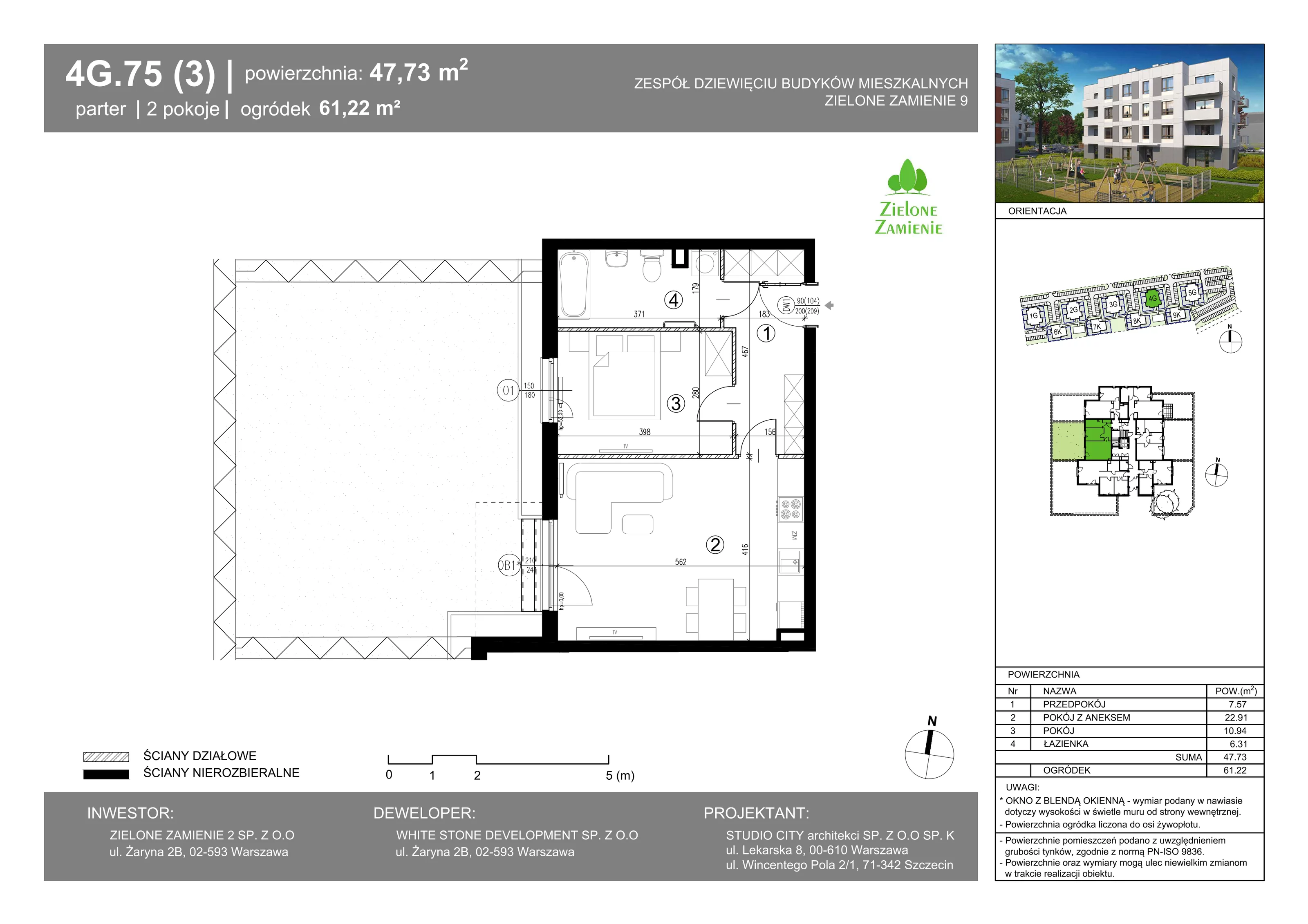 2 pokoje, mieszkanie 47,73 m², parter, oferta nr 75, Zielone Zamienie IX, Zamienie, ul. Czekoladowa