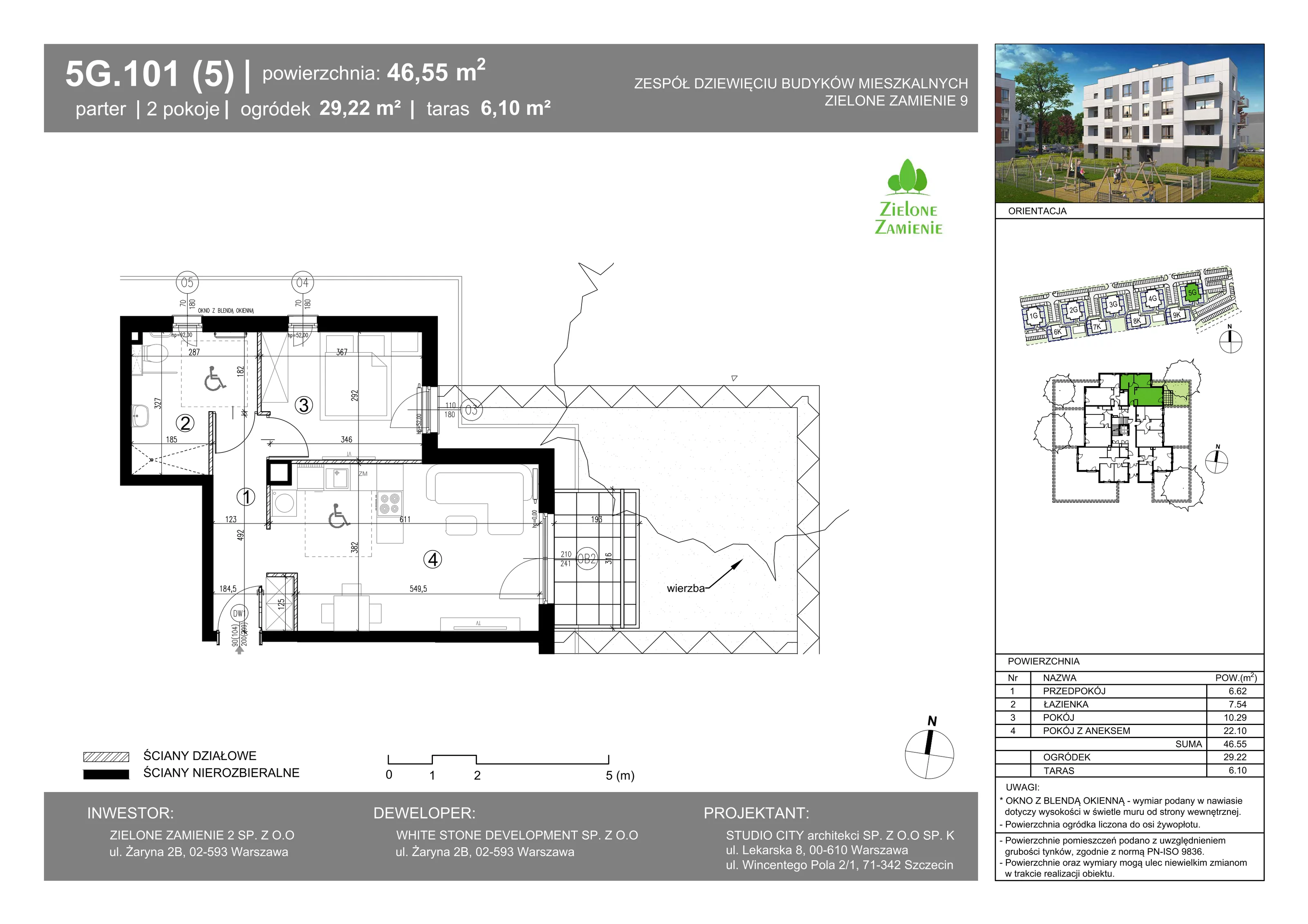 2 pokoje, mieszkanie 46,54 m², parter, oferta nr 101, Zielone Zamienie IX, Zamienie, ul. Czekoladowa