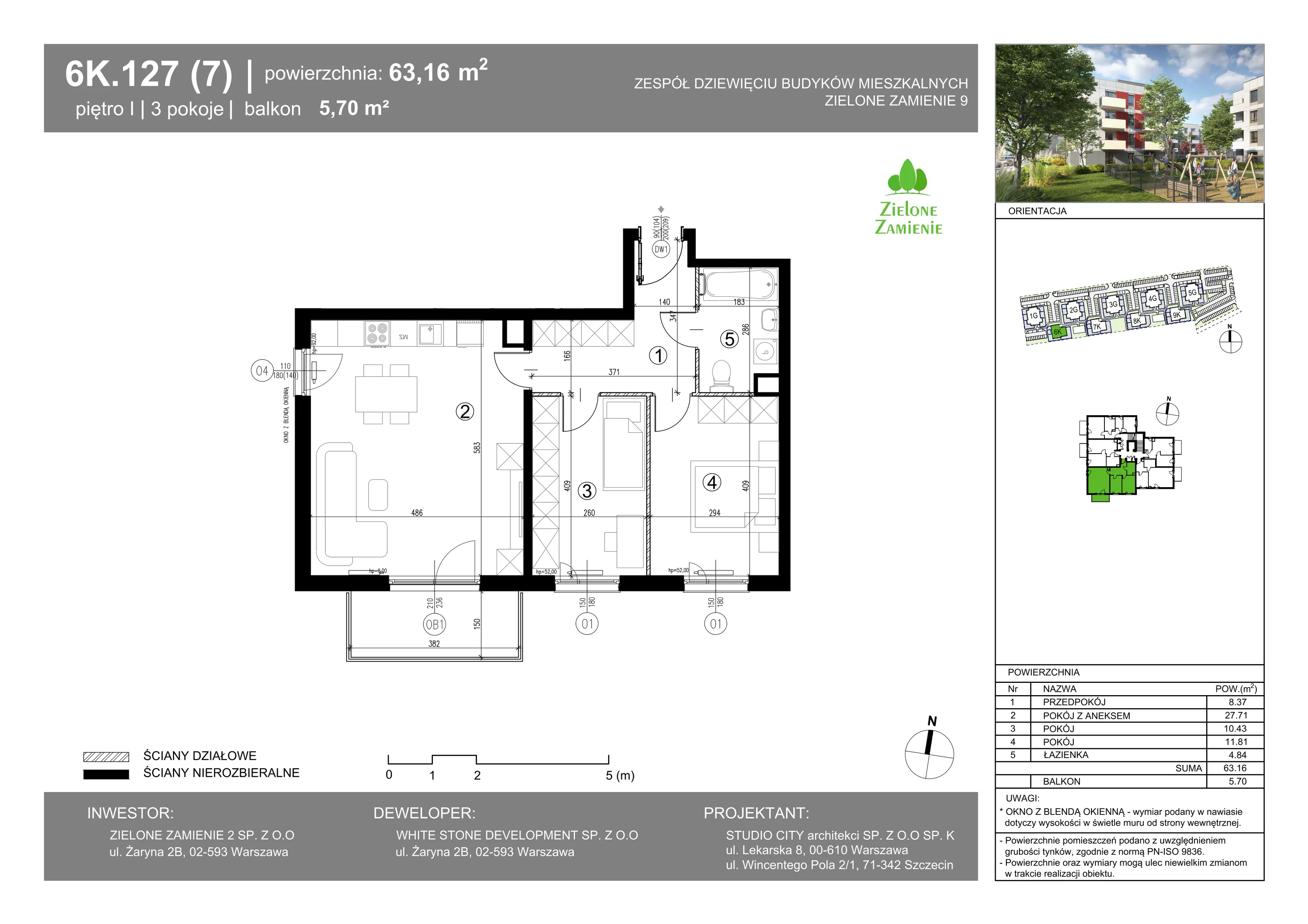 3 pokoje, mieszkanie 63,16 m², piętro 1, oferta nr 127, Zielone Zamienie IX, Zamienie, ul. Czekoladowa