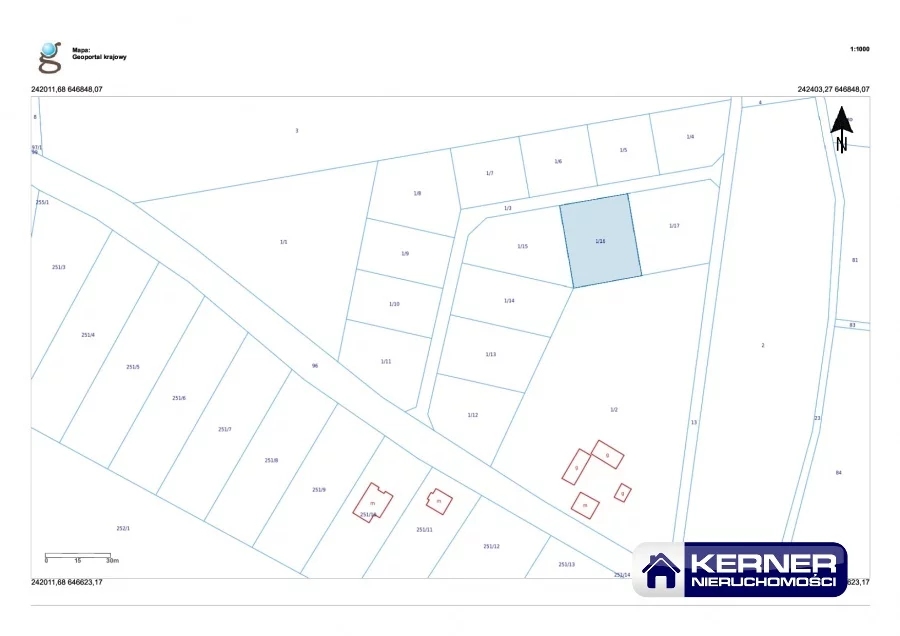 Działka na sprzedaż, 1 260,00 m², oferta nr 26000/KRN/DZS-26057