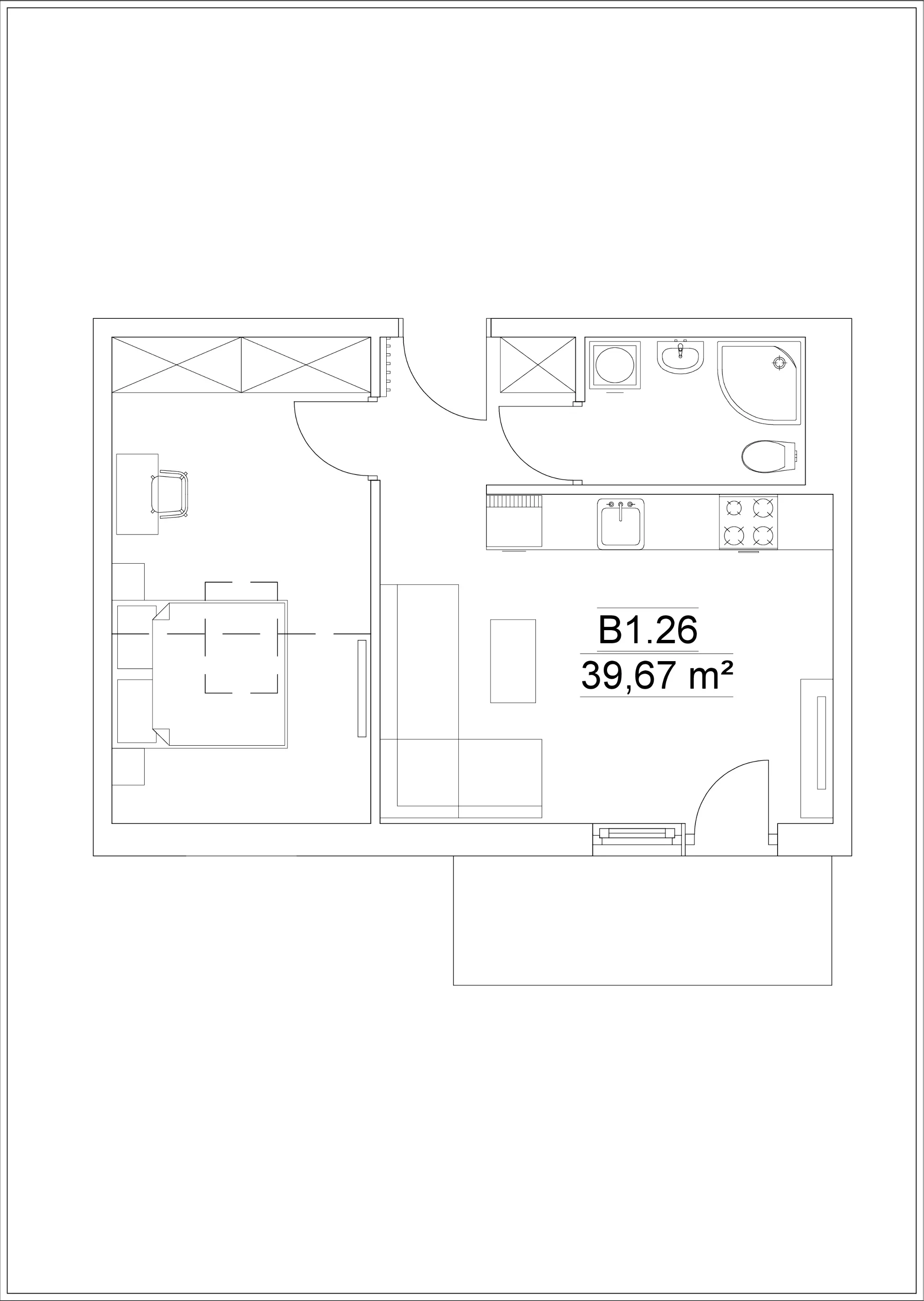 Mieszkanie 32,57 m², piętro 2, oferta nr B1/M.26, Osiedle Versus, Kraków, Dębniki, ul. Jana Kantego Federowicza