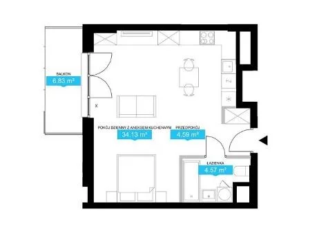 1 pokój, mieszkanie 44,00 m², piętro 2, oferta nr , 103047, Warszawa, Wola, Wola, Juliana Konstantego Ordona