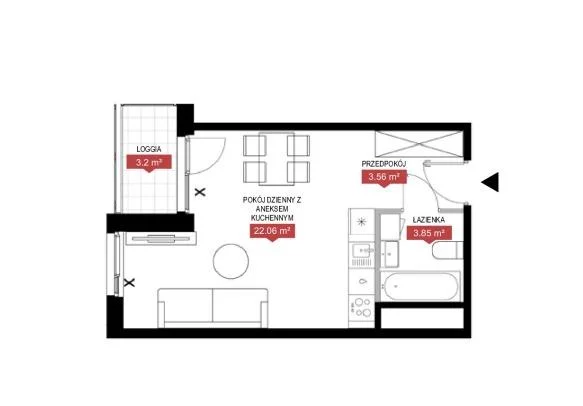 1 pokój, mieszkanie 29,00 m², piętro 1, oferta nr , 102785, Warszawa, Mokotów, Mokotów, Wołoska