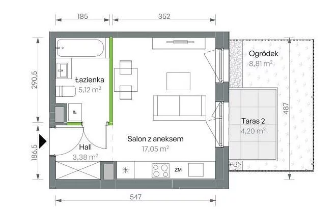 Mieszkanie dwupokojowe 25,55 m², Warszawa, Targówek, Budowlana, Sprzedaż