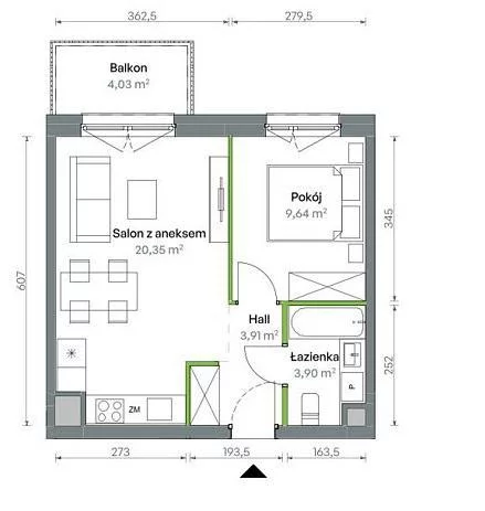 Mieszkanie dwupokojowe 40,54 m², Warszawa, Targówek, Budowlana, Sprzedaż