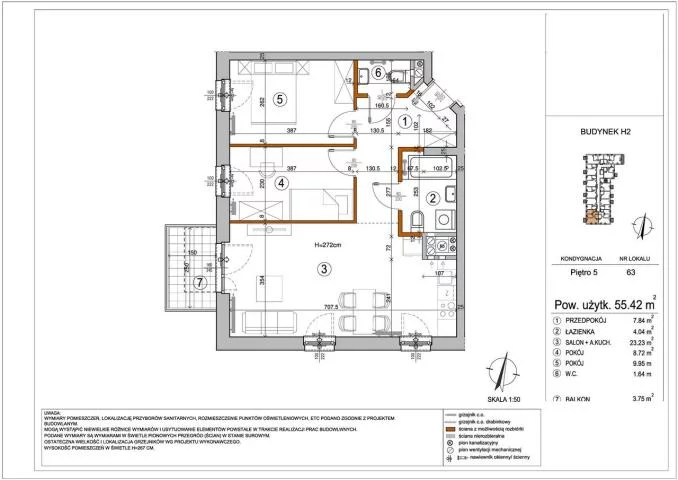 Mieszkanie dwupokojowe 53,42 m², Warszawa, Rembertów, Chełmżyńska, Sprzedaż