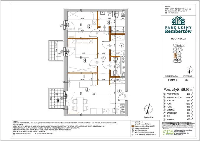 2 pokoje, mieszkanie 60,00 m², piętro 3, oferta nr , 103786, Warszawa, Rembertów, Rembertów, Chełmżyńska