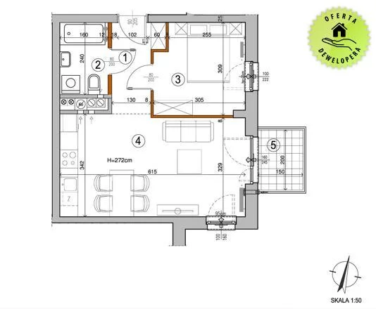 2 pokoje, mieszkanie 38,63 m², piętro 3, oferta nr , 104176, Warszawa, Rembertów, Rembertów, Chełmżyńska