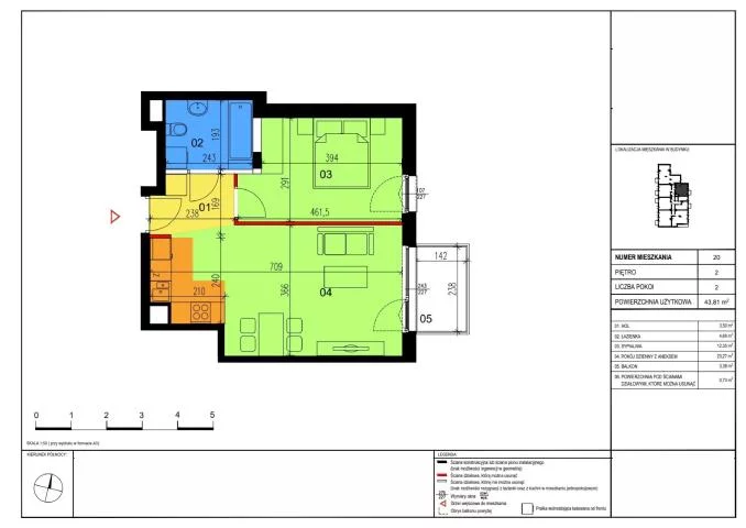 Mieszkanie dwupokojowe 43,81 m², Warszawa, Praga Południe, Goździków, Sprzedaż