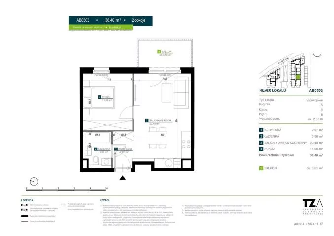 Mieszkanie dwupokojowe 38,40 m², Warszawa, Włochy, Jutrzenki, Sprzedaż