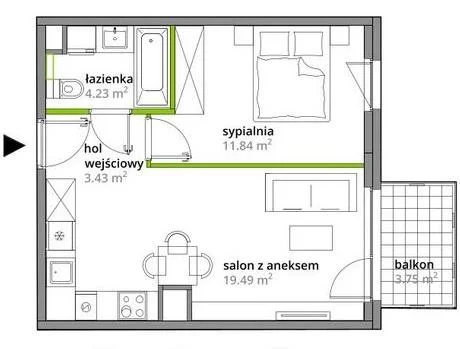 Mieszkanie dwupokojowe 40,00 m², Warszawa, Praga Południe, Podskarbińska, Sprzedaż