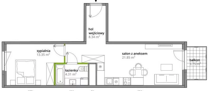 Mieszkanie dwupokojowe 47,00 m², Warszawa, Praga Południe, Podskarbińska, Sprzedaż