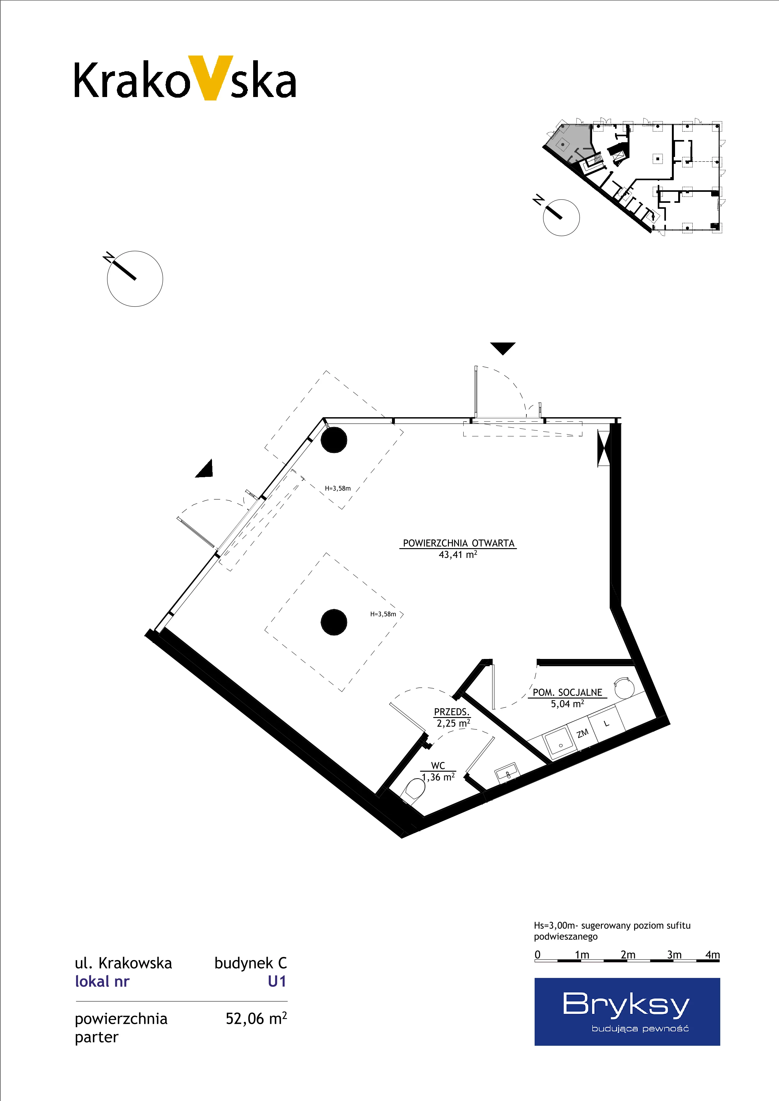 Lokal użytkowy 52,06 m², oferta nr U1, KrakoVska 27, Rzeszów, Krakowska-Południe, ul. Krakowska 27