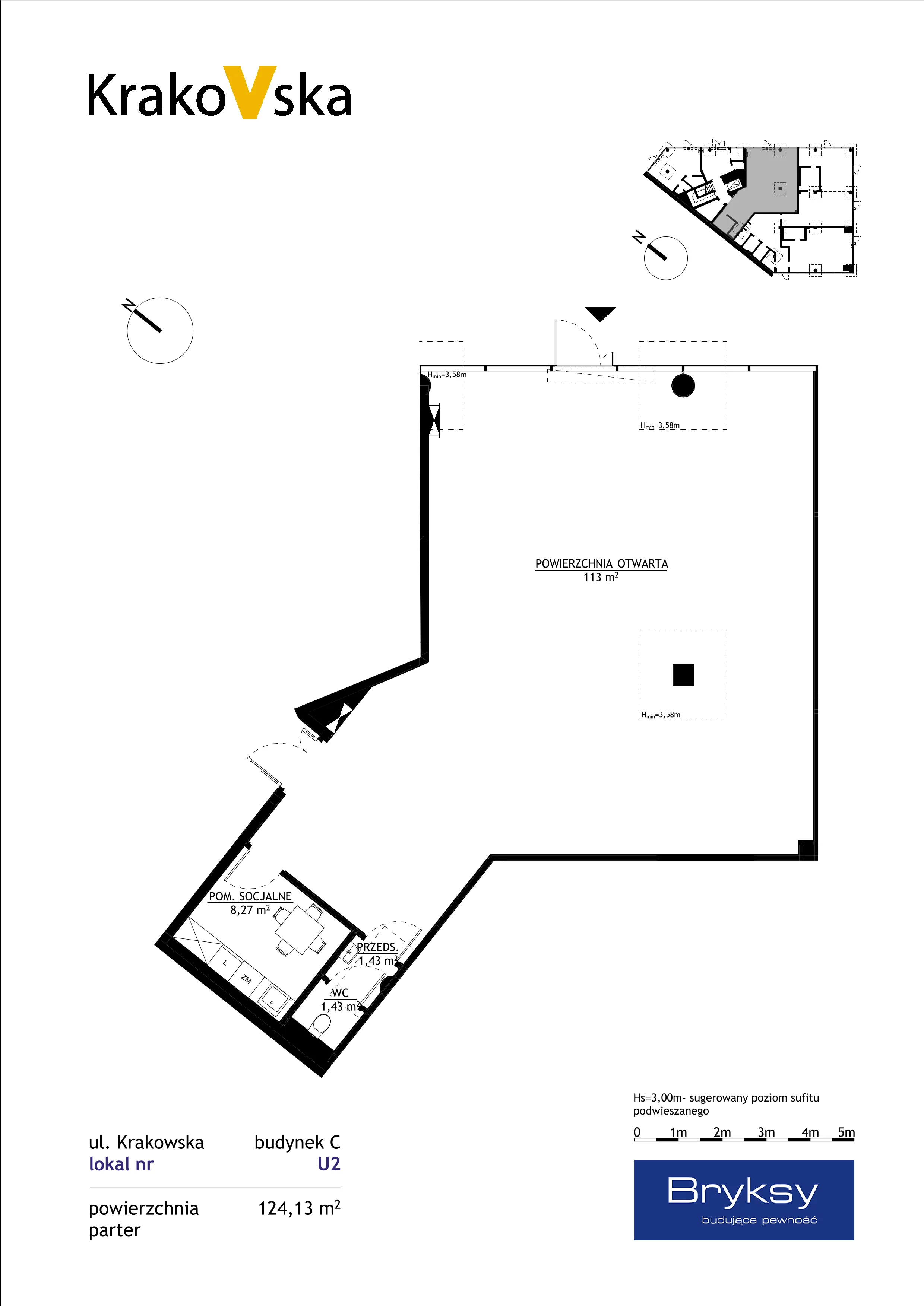Lokal użytkowy 124,13 m², oferta nr U2, KrakoVska 27, Rzeszów, Krakowska-Południe, ul. Krakowska 27