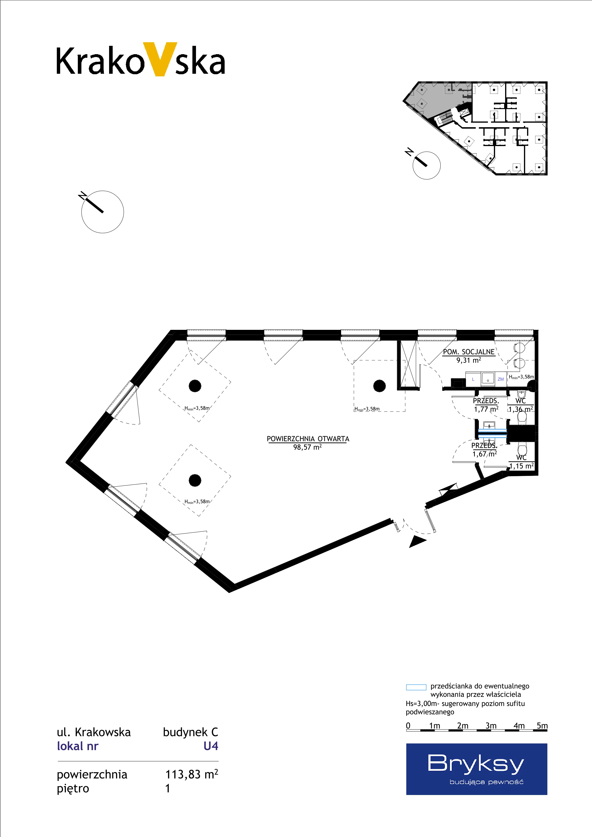 Lokal użytkowy 113,83 m², oferta nr U4, KrakoVska 27, Rzeszów, Krakowska-Południe, ul. Krakowska 27