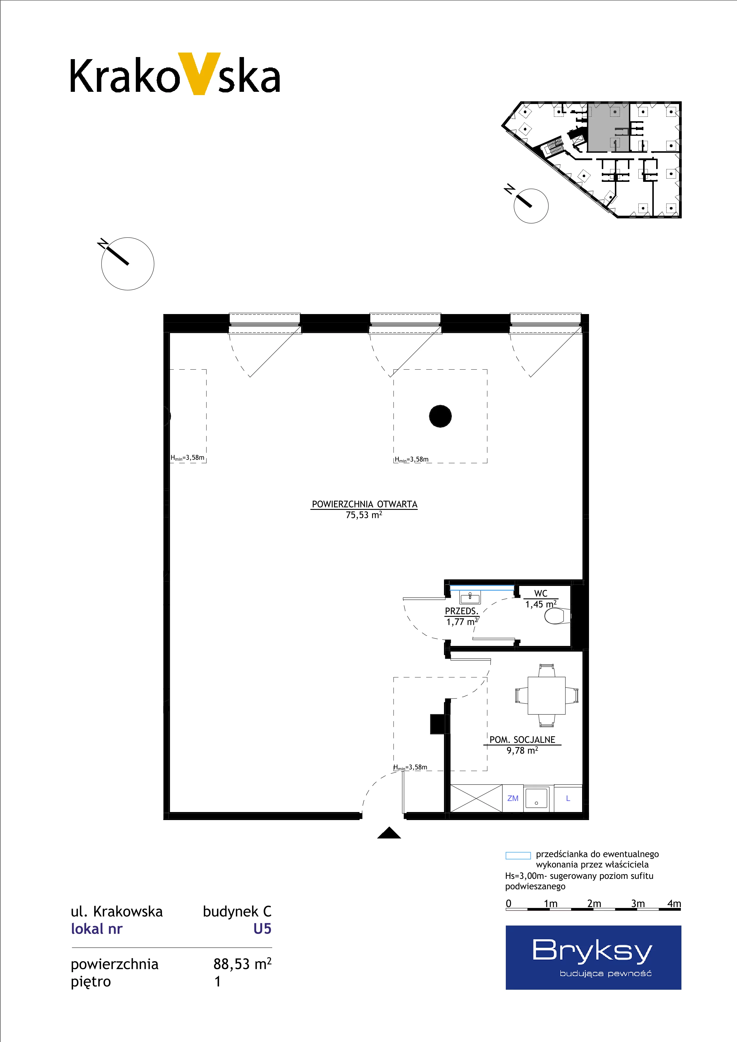 Lokal użytkowy 88,53 m², oferta nr U5, KrakoVska 27, Rzeszów, Krakowska-Południe, ul. Krakowska 27