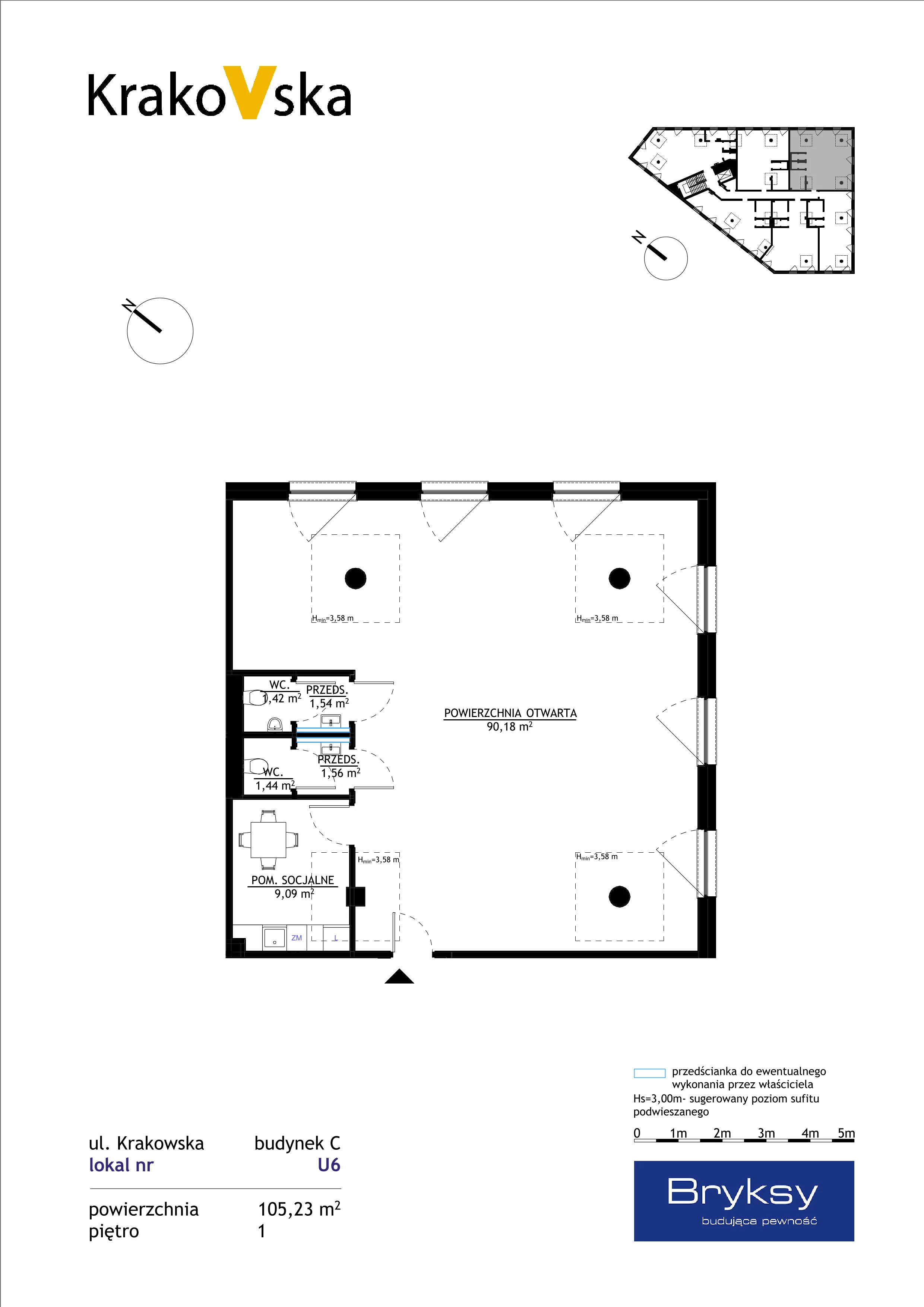 Lokal użytkowy 105,23 m², oferta nr U6, KrakoVska 27, Rzeszów, Krakowska-Południe, ul. Krakowska 27