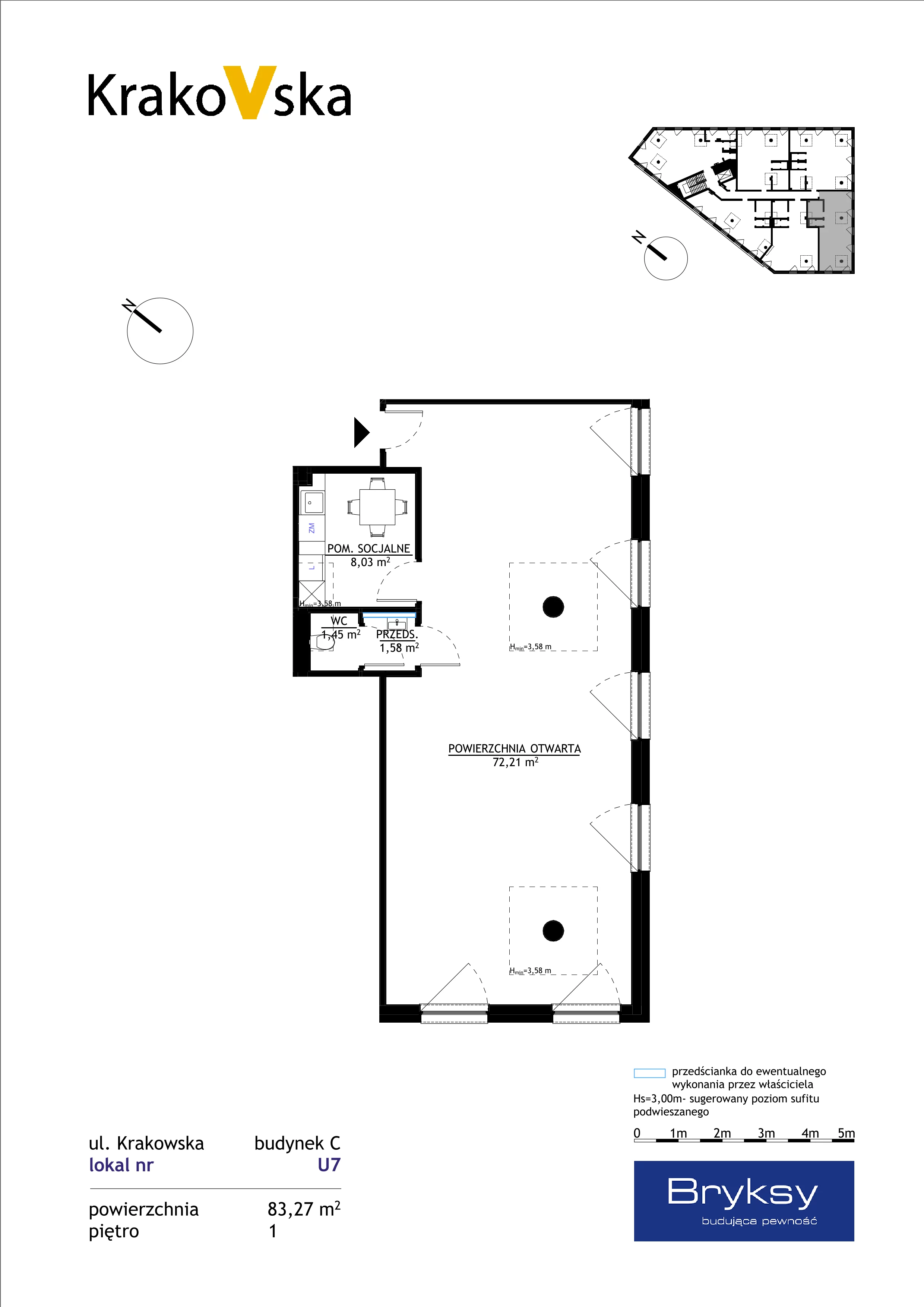 Lokal użytkowy 83,27 m², oferta nr U7, KrakoVska 27, Rzeszów, Krakowska-Południe, ul. Krakowska 27