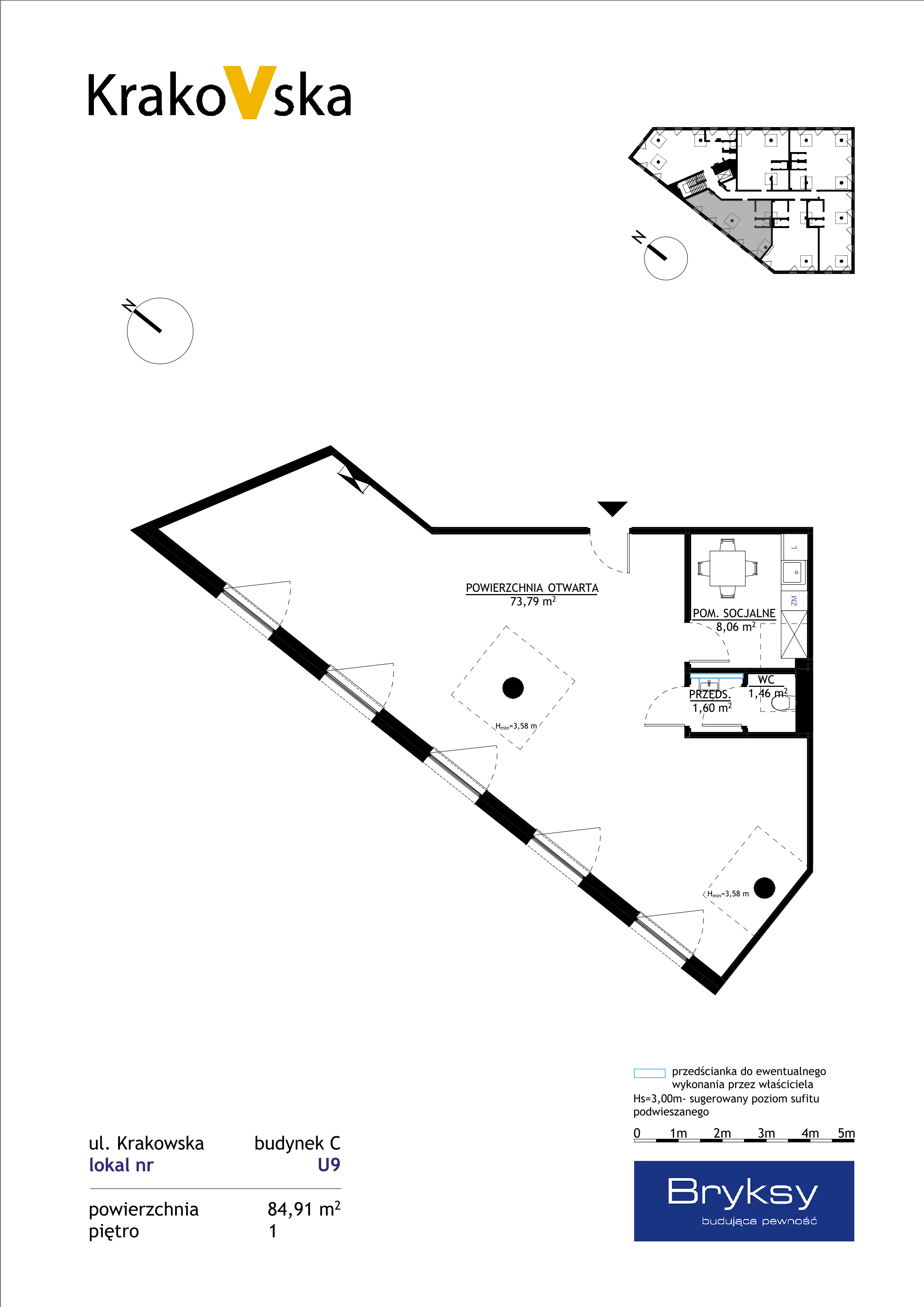 Lokal użytkowy 84,91 m², oferta nr U9, KrakoVska 27, Rzeszów, Krakowska-Południe, ul. Krakowska 27