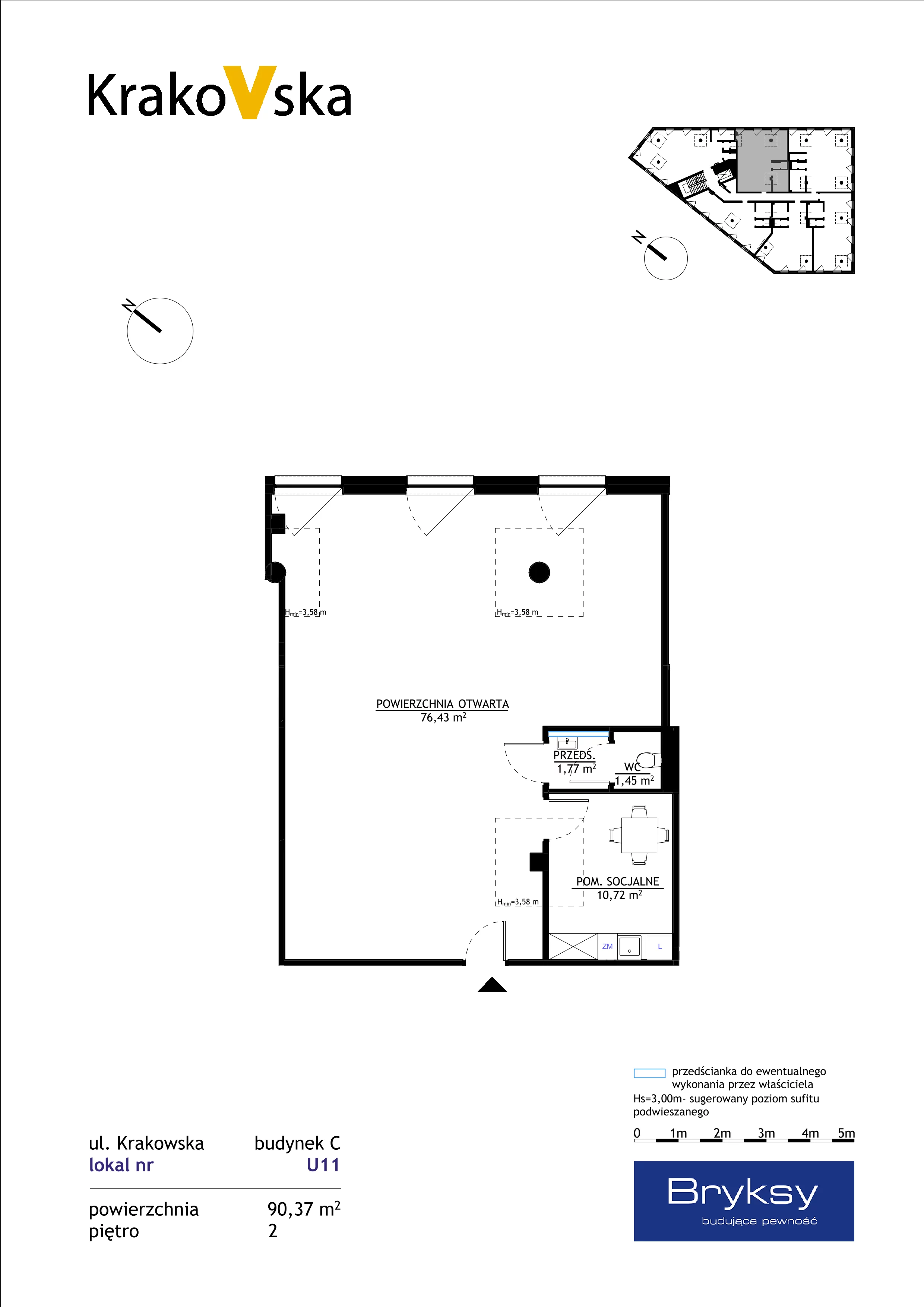 Lokal użytkowy 90,37 m², oferta nr U11, KrakoVska 27, Rzeszów, Krakowska-Południe, ul. Krakowska 27