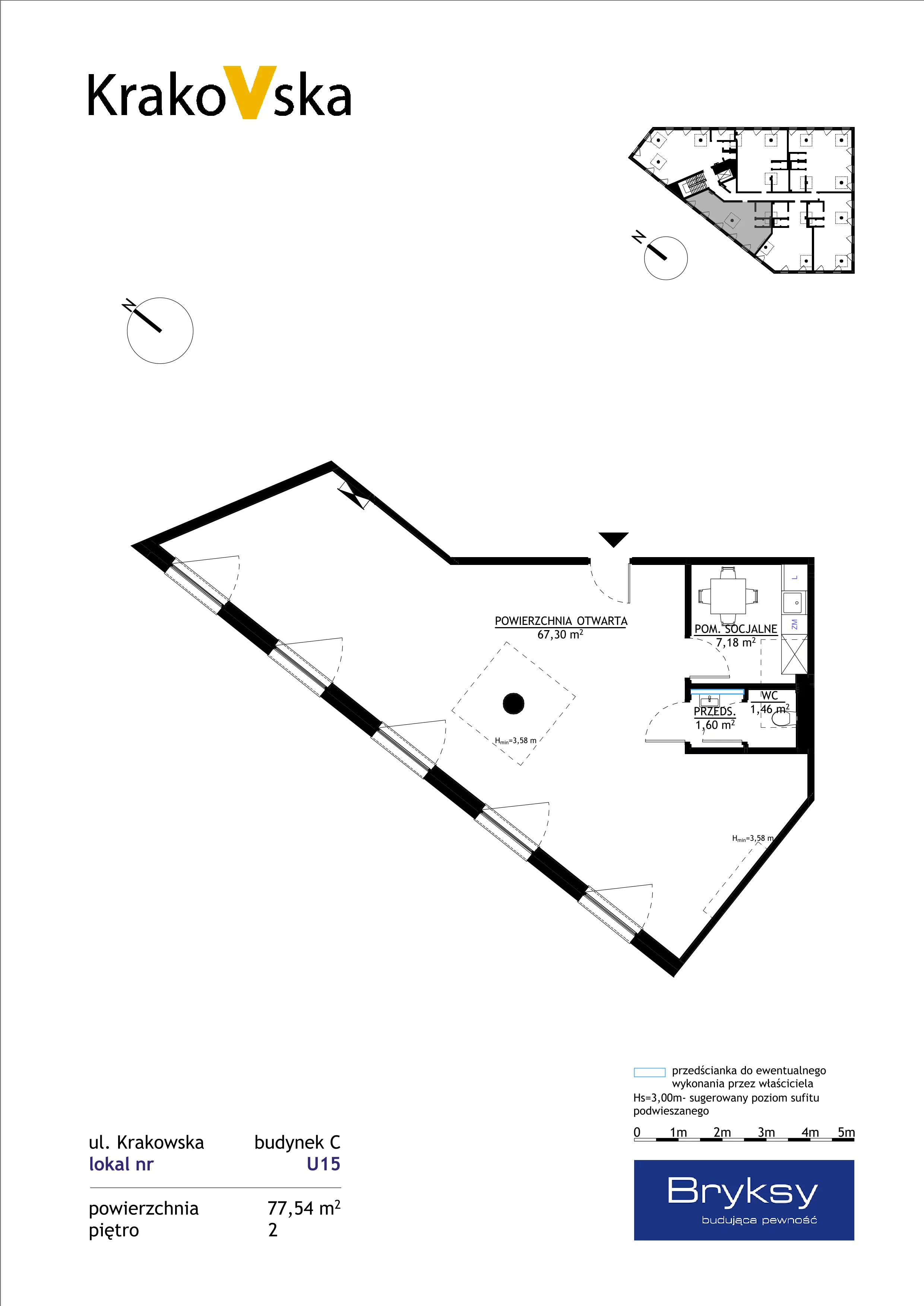 Lokal użytkowy 77,54 m², oferta nr U15, KrakoVska 27, Rzeszów, Krakowska-Południe, ul. Krakowska 27