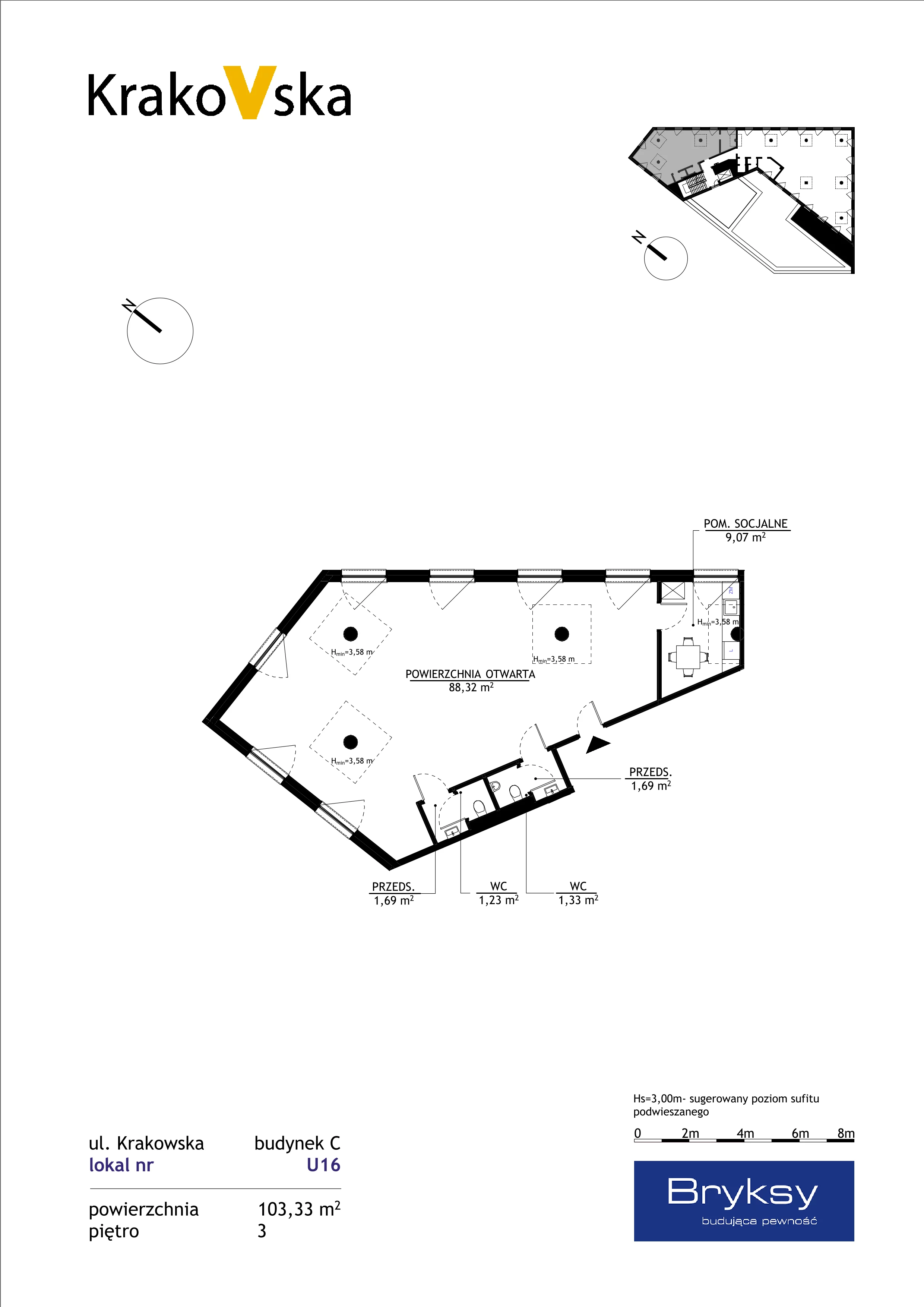 Lokal użytkowy 103,33 m², oferta nr U16, KrakoVska 27, Rzeszów, Krakowska-Południe, ul. Krakowska 27