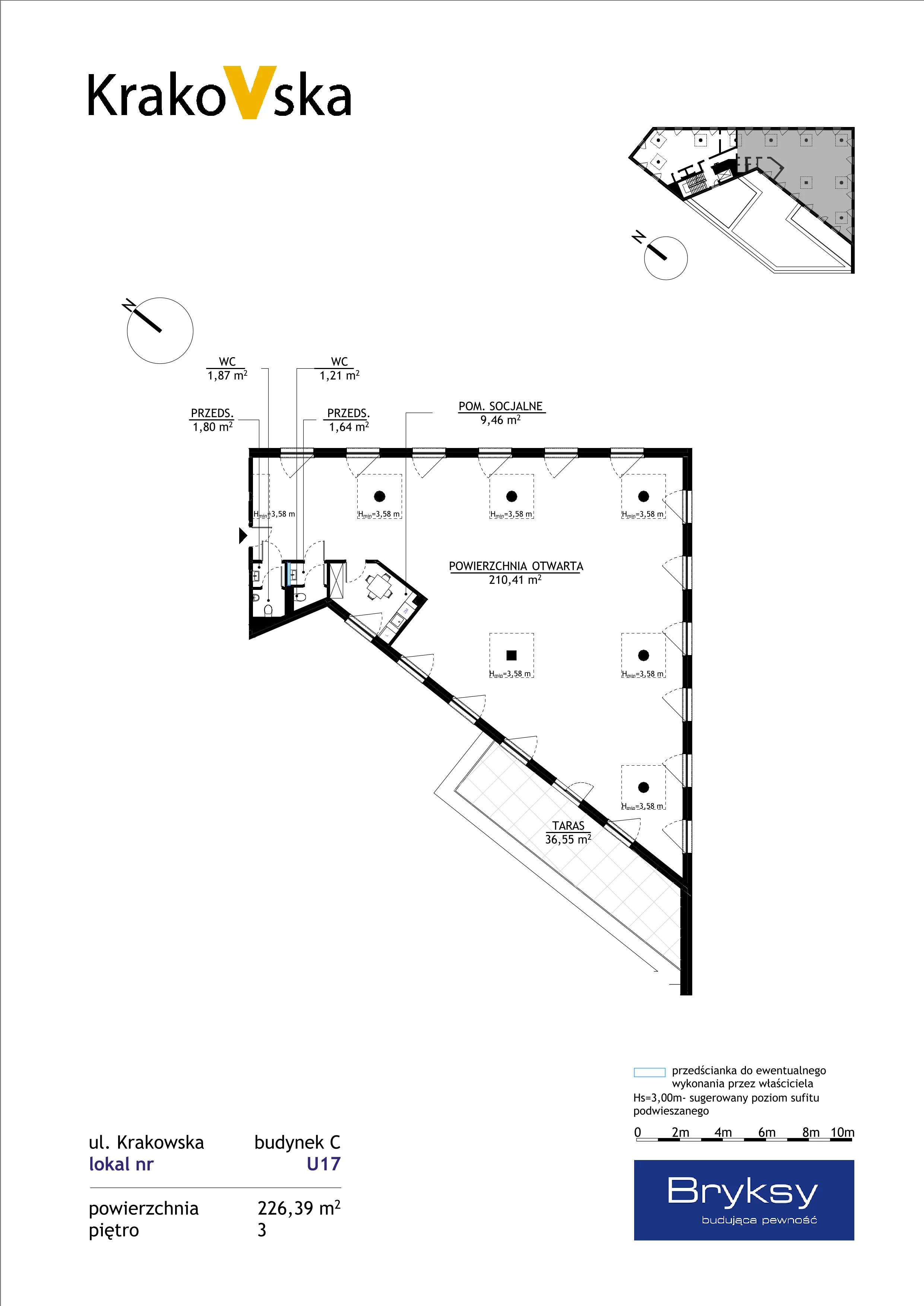Lokal użytkowy 226,39 m², oferta nr U17, KrakoVska 27, Rzeszów, Krakowska-Południe, ul. Krakowska 27