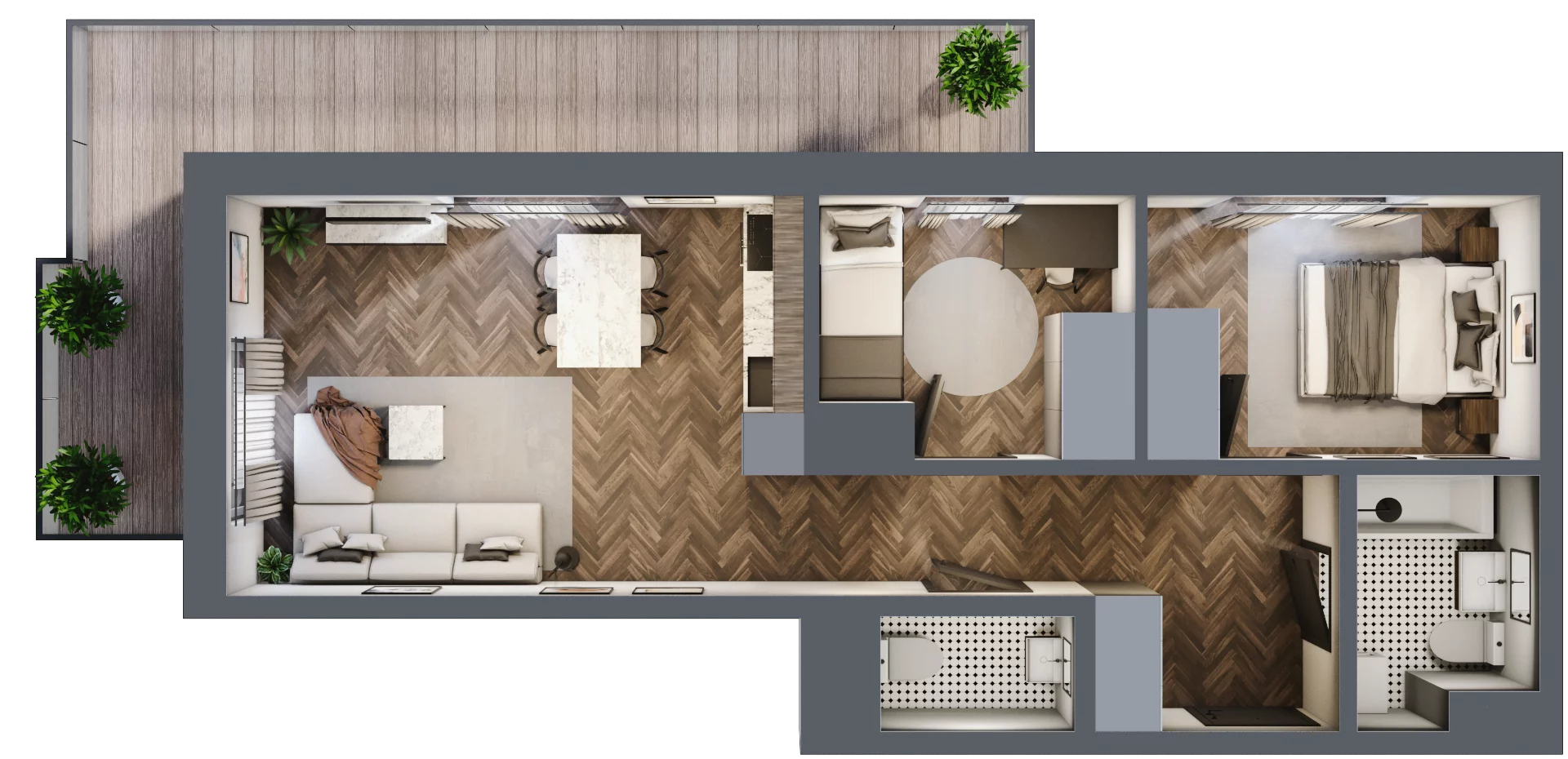 3 pokoje, mieszkanie 54,38 m², piętro 1, oferta nr M5, Kwadrat - Etap II, Rzeszów, Drabinianka, ul. Miła 29F