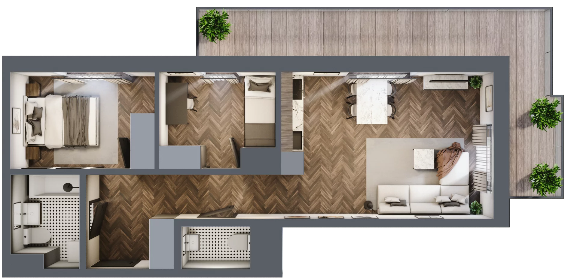 3 pokoje, mieszkanie 54,30 m², piętro 4, oferta nr M70, Kwadrat - Etap II, Rzeszów, Drabinianka, ul. Miła 29F