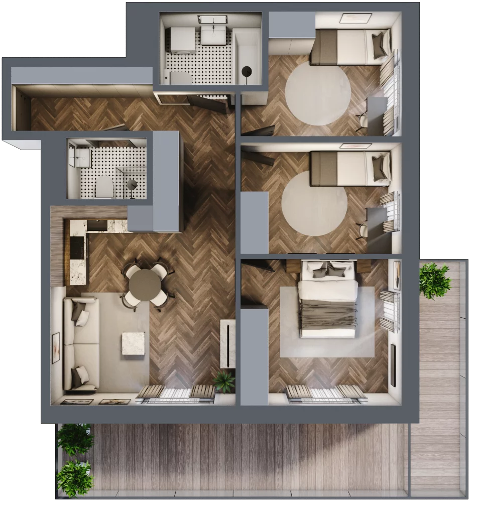 4 pokoje, mieszkanie 69,49 m², piętro 1, oferta nr M56, Kwadrat - Etap II, Rzeszów, Drabinianka, ul. Miła 29F
