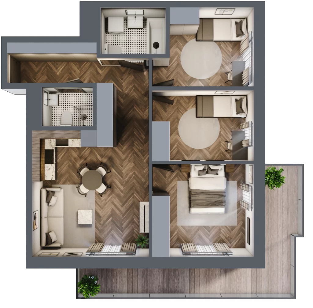 4 pokoje, mieszkanie 69,49 m², piętro 2, oferta nr M61, Kwadrat - Etap II, Rzeszów, Drabinianka, ul. Miła 29F
