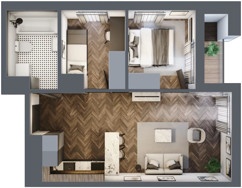 3 pokoje, mieszkanie 48,02 m², piętro 6, oferta nr M48, KrakoVska - Etap II, Rzeszów, Krakowska-Południe, ul. Krakowska 31