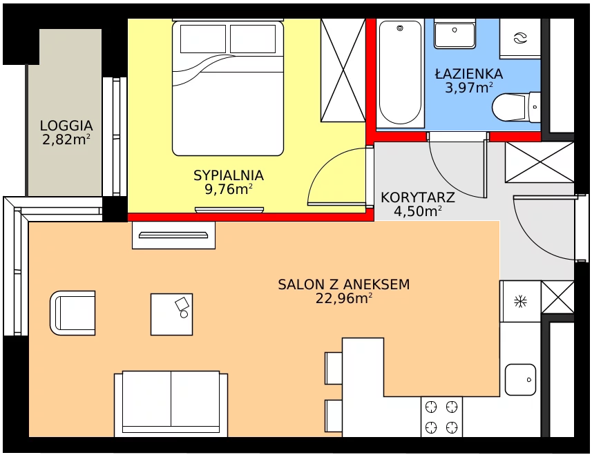 Zalety mieszkania 41.19 m², M117