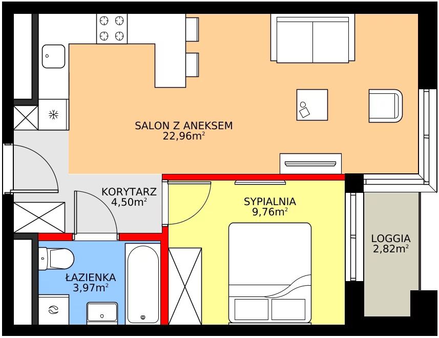 Zalety mieszkania 41.19 m², M14