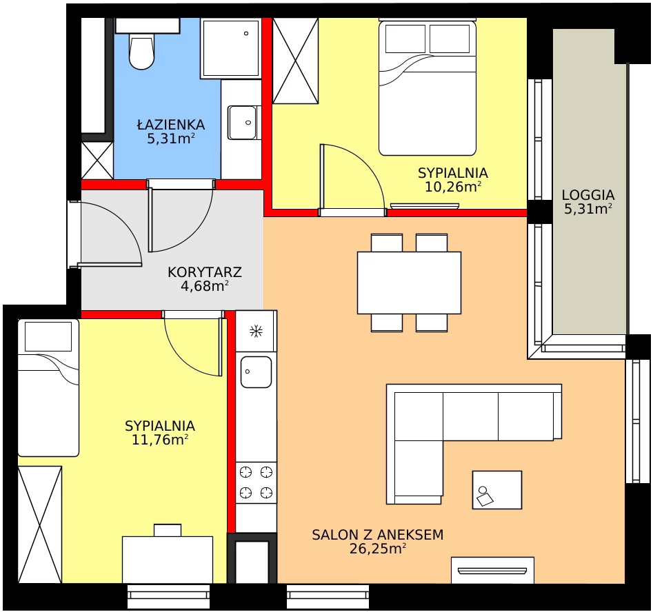Zalety mieszkania 58.26 m², M25
