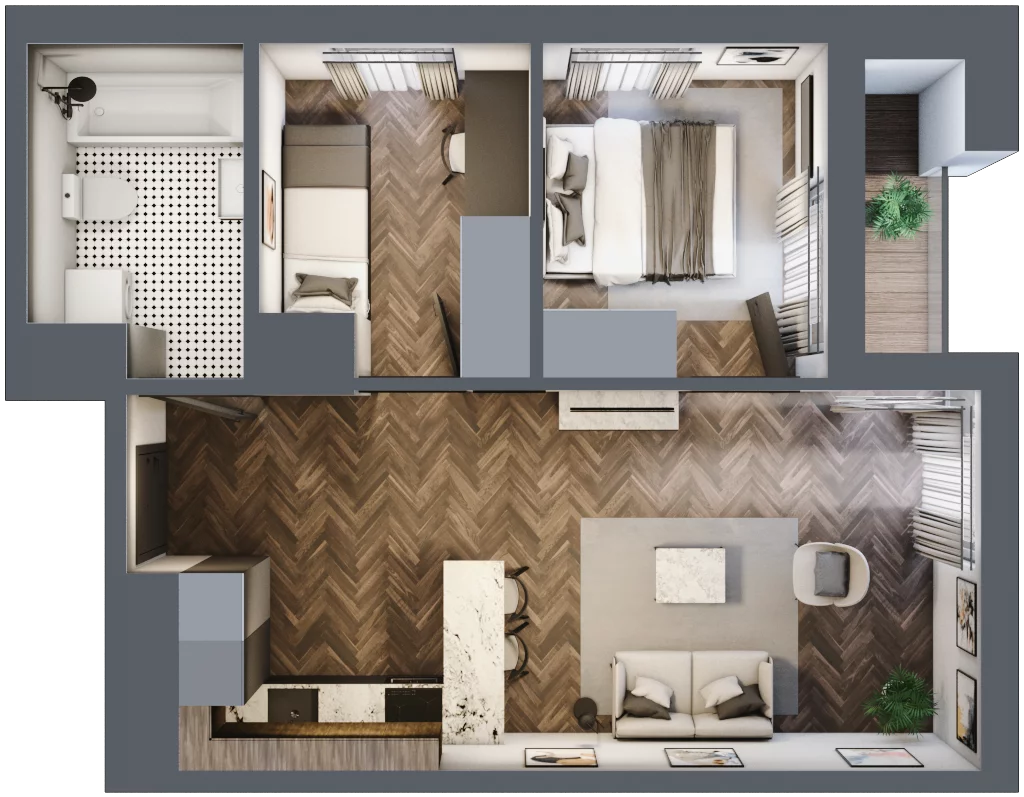 3 pokoje, mieszkanie 48,02 m², piętro 2, oferta nr M12, KrakoVska - Etap II, Rzeszów, Krakowska-Południe, ul. Krakowska 31