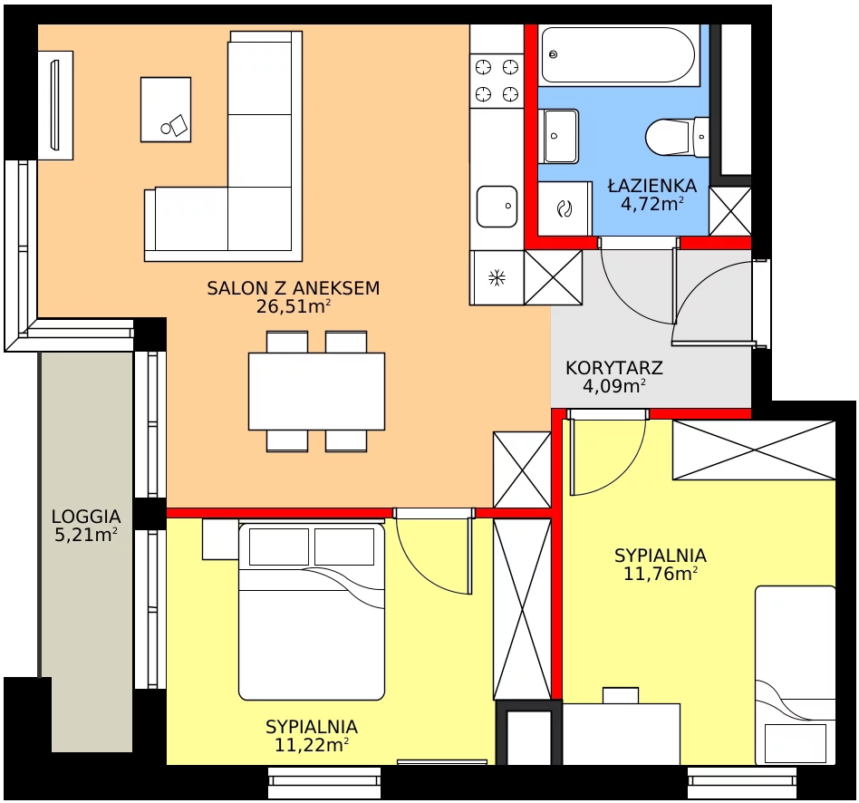 Zalety mieszkania 58.3 m², M17