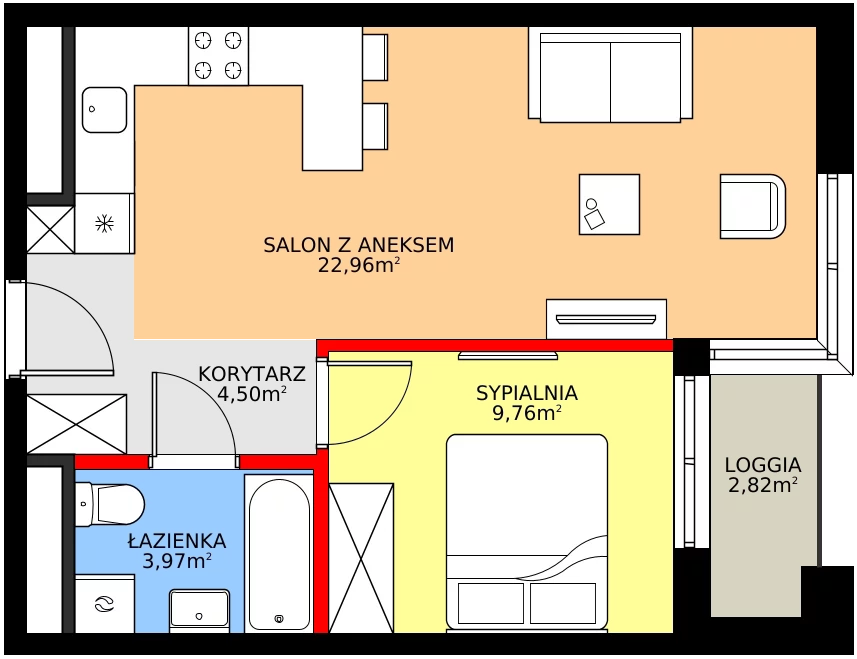 Zalety mieszkania 41.19 m², M24