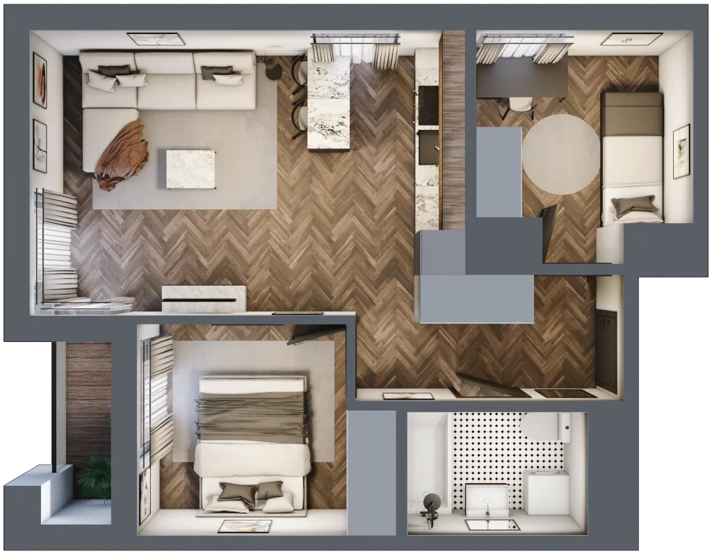 3 pokoje, mieszkanie 48,17 m², piętro 1, oferta nr M2, KrakoVska - Etap II, Rzeszów, Krakowska-Południe, ul. Krakowska 31