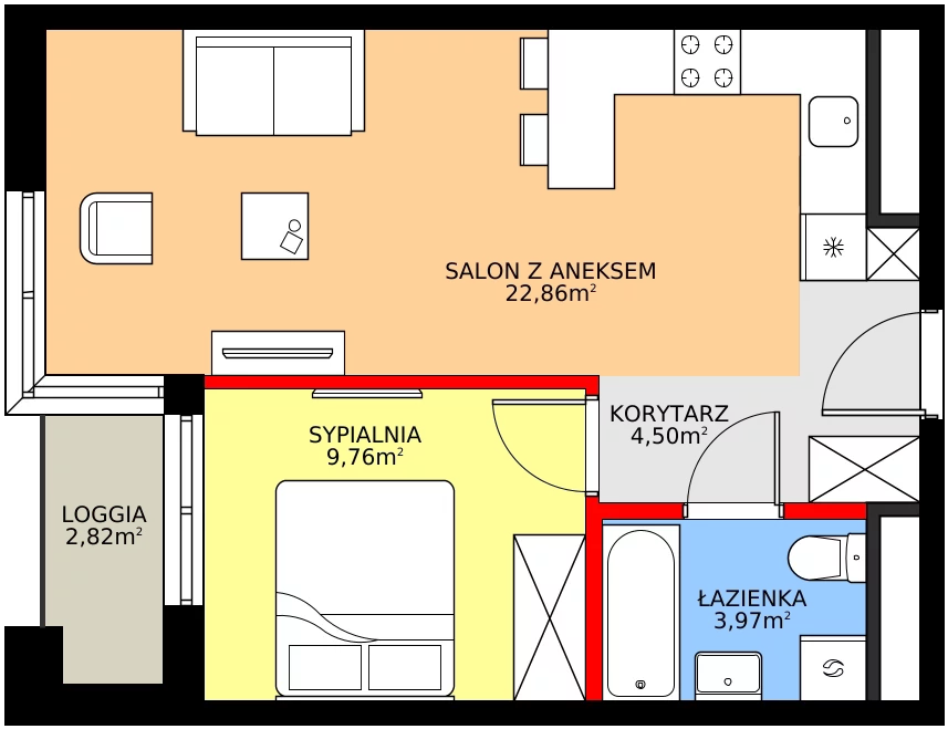 Zalety mieszkania 41.09 m², M1