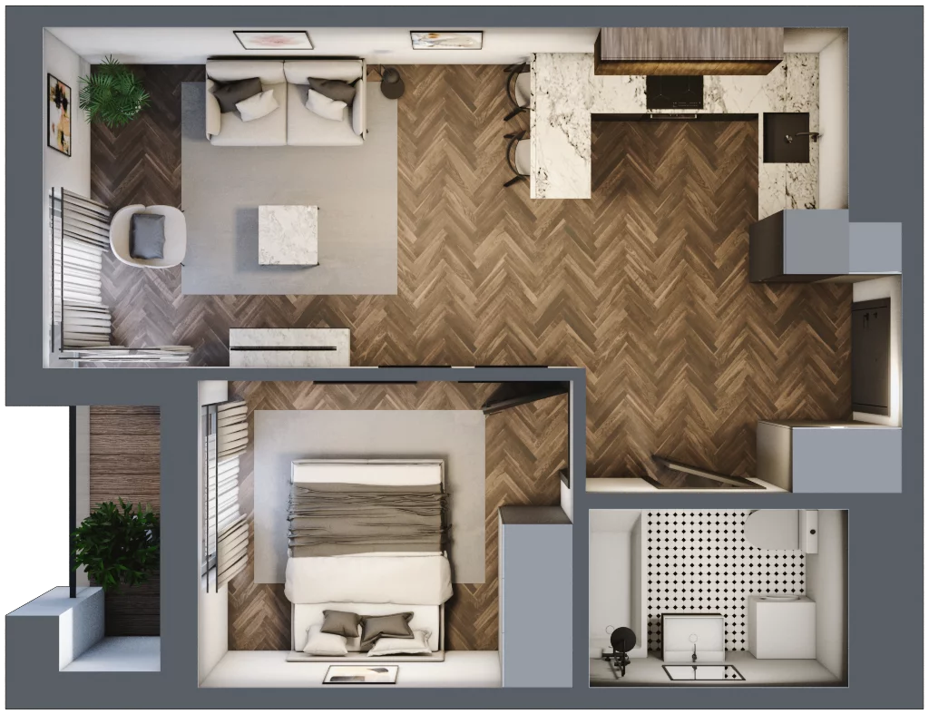 2 pokoje, mieszkanie 41,09 m², piętro 1, oferta nr M1, KrakoVska - Etap II, Rzeszów, Krakowska-Południe, ul. Krakowska 31