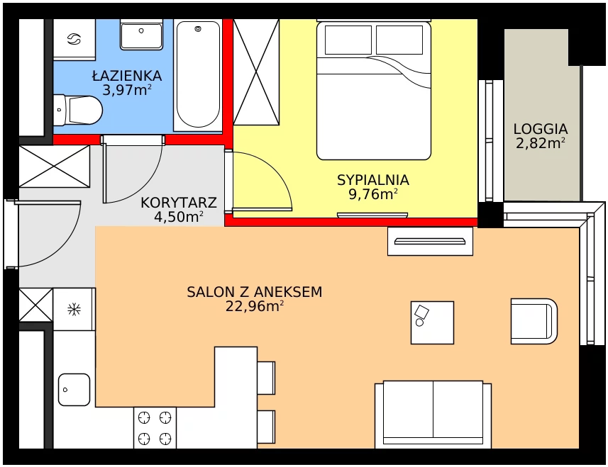 Zalety mieszkania 41.19 m², M76