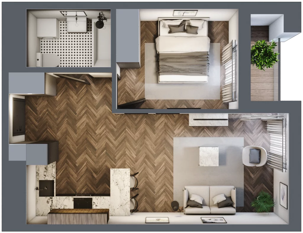 2 pokoje, mieszkanie 41,19 m², piętro 11, oferta nr M96, KrakoVska - Etap II, Rzeszów, Krakowska-Południe, ul. Krakowska 31